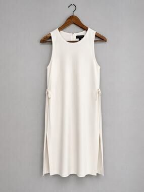 Donna Karen White Minimalist Lagenlook Knee Length Dress Size 8 Staple Normcore